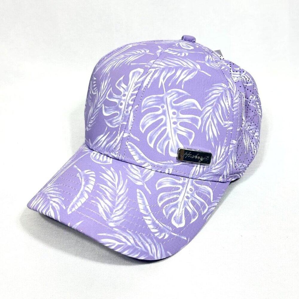 Hurley Women's Baseball Cap - Bayshore Strap-Back Hat Leaf print Lilac NWT
